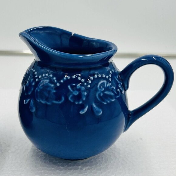 Vera Bradley Cream and Sugar Blue Ceramic Water J Willfred Portugal - Picture 3 of 8